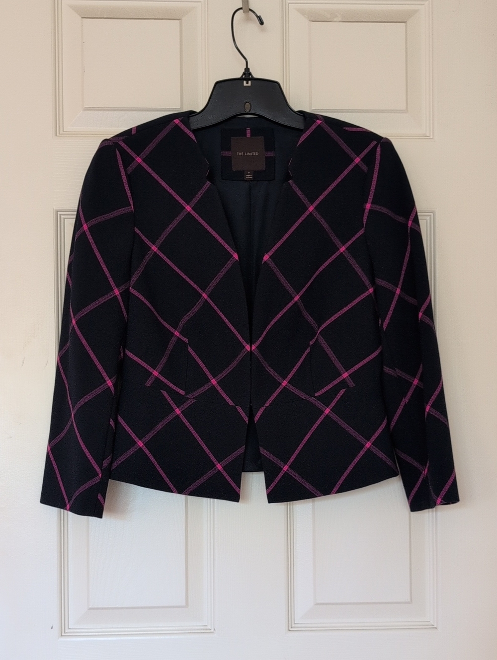 NWOT. The Limited Black Blazer with Pink Windowpane Pattern And Full Lining.